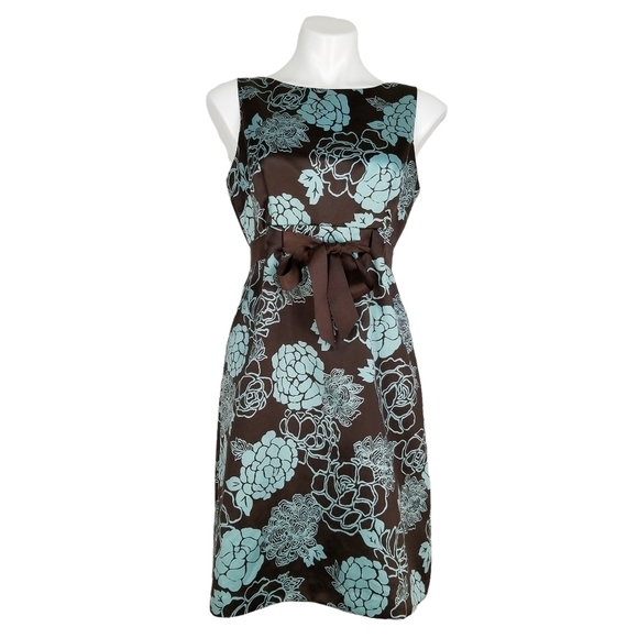Vintage Dresses & Skirts - Vintage Y2K Jessica Howard Teal Brown Floral Sleeveless Dress 10 Petite